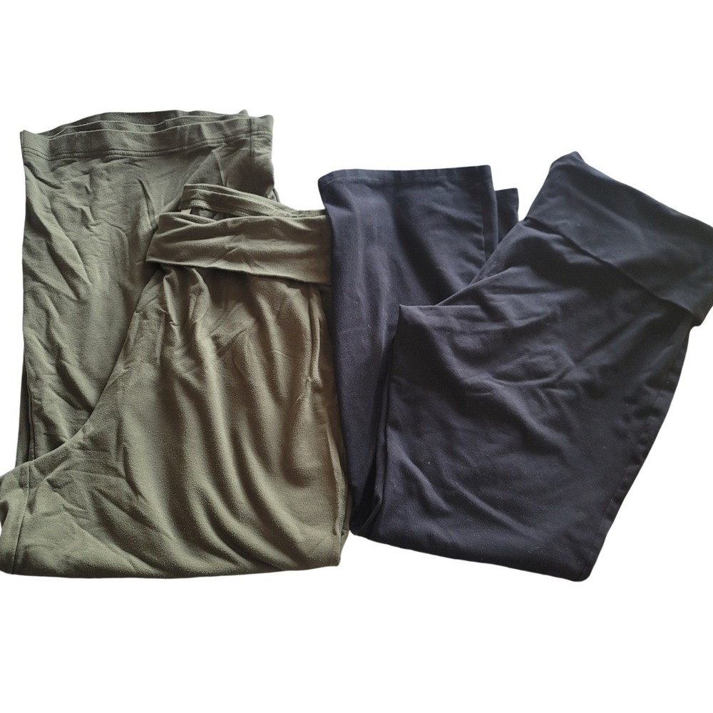 Old Navy Active Womens XL Black Bootcut & Olive Green Wideleg Yoga Foldover Pant